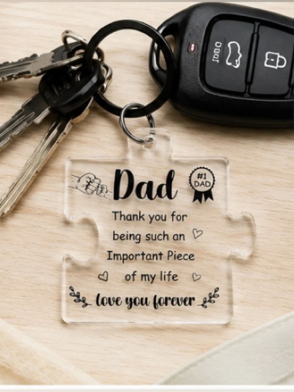 Dad Puzzle Piece Keychain Gift | Acrylic Father’s Day Keyring | Gift for Dad